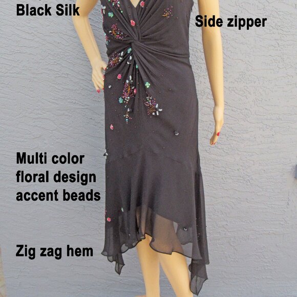 38" bust Sue Wong Nocturne bias cut spaghetti strap low V neck event-ready dress - Picture 12 of 15